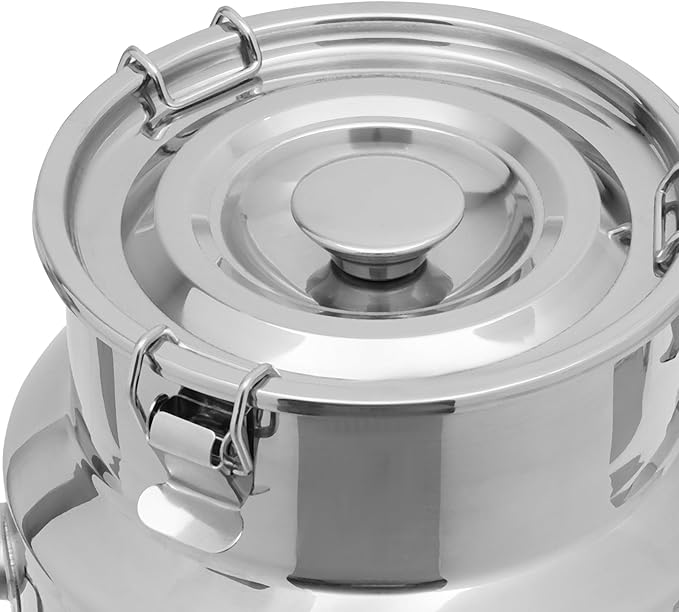 Milk Can Barrel Stainless Steel Beverage Drink Dispenser Large Capacity Storage Bucket Container with Faucet and Handles for Milk Coffee Wine Oil Rice Cereals Water (7.25L/1.915Gal)