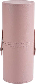 Portable Makeup Brush Holder, Waterproof PU Leather Travel Makeup Brush Case Bag Cup, Brush Storage Dustproof Bag (01Light Pink)