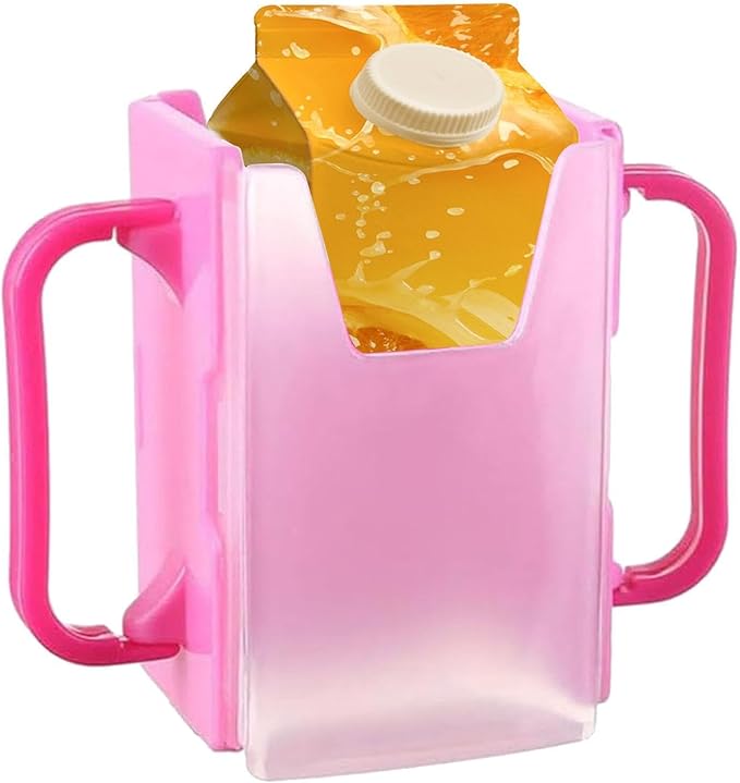 Milk Box Holder - Toddler Drinking Bottle Holder, Reusable Toddler Cup Holder | Squeeze Proof Pouch Holder, Portable Juice Bag Holder, Adjustable Drink Pouch Holder Suitable for Kids and Toddler