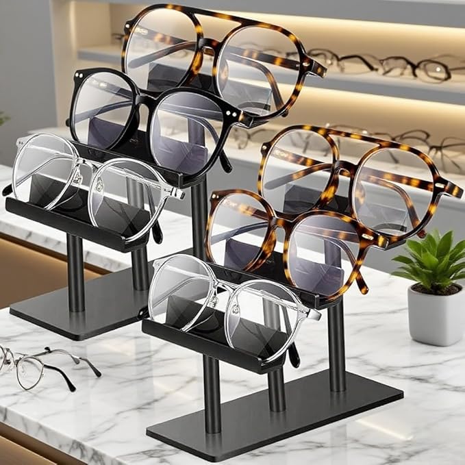 Set Of Two 3 Tier Acrylic Sunglasses Display Stands For Organized And Accessible Eyewear Storage Solutions(black)