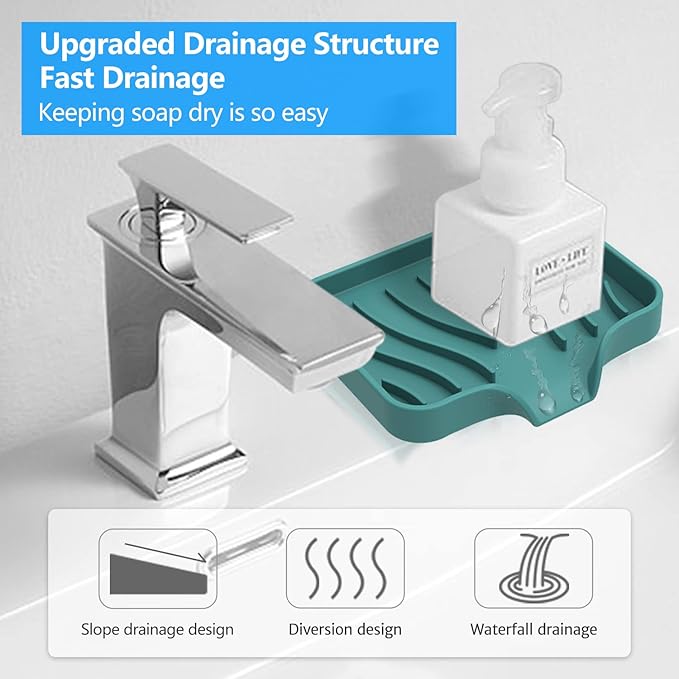 3-Pack Silicone Soap Dish Set – Bar Soap Holder with Self-Draining Design, Easy-Clean Tray for Shower, Bathroom, Kitchen, and Tub