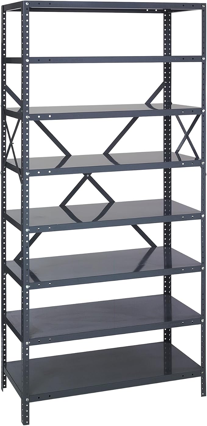 QUANTUM STORAGE SYSTEMS 75-1836-8 IRONMAN Solid Heavy Duty 8 Shelves 75" H x 36" W x 18" D