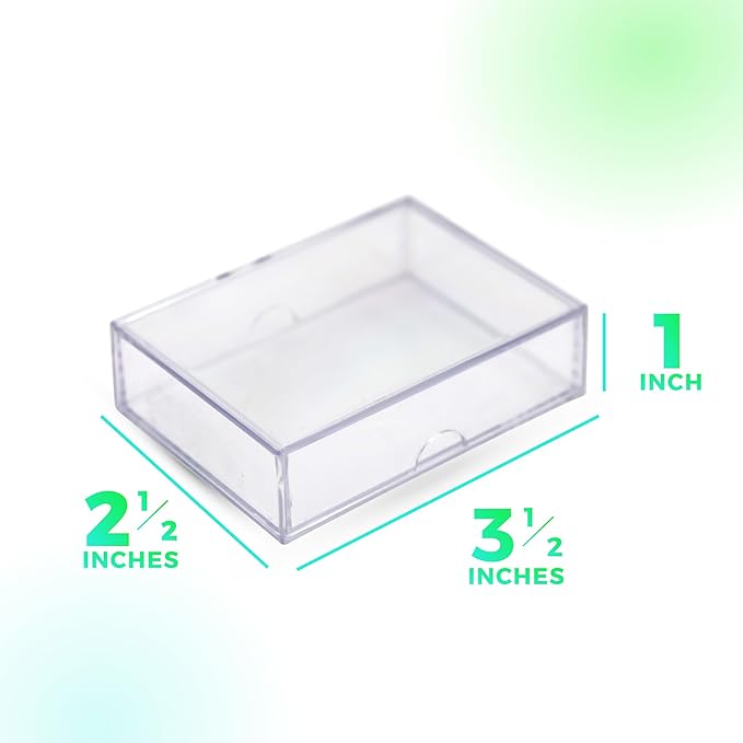 10 Pack Clear Acrylic Card Storage Boxes with Lids – 3 1/2" L x 2 1/2" W x 1" H Baseball Card Storage Box, Sports Card Boxes, Magic Card Storage Box and Playing Card Case – Made in USA