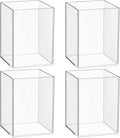 4-Piece Clear Acrylic Pen Holder & Pencil Cup - Makeup Brush Holder - Desktop Stationery Organizer for Office, School, Home - 4 Pack, Square