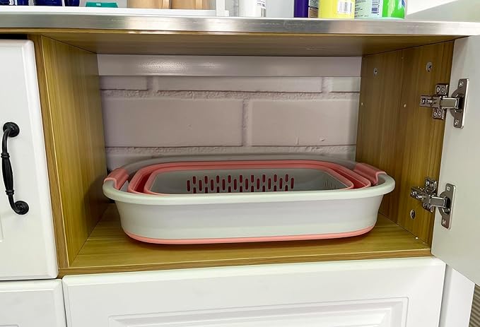 SAMMART 40L (10.5 Gallon) Collapsible Plastic Laundry Basket - Foldable Pop Up Storage Container/Organizer - Portable Laundry Hamper - Space Saving (1, Grey/Quartz Pink)