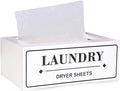 Dryer Sheet Holder Dispenser Container, Space Saving Laundry Room Organization and Storage, Farmhouse Decor, Fabric Softener Dispenser Containers, White