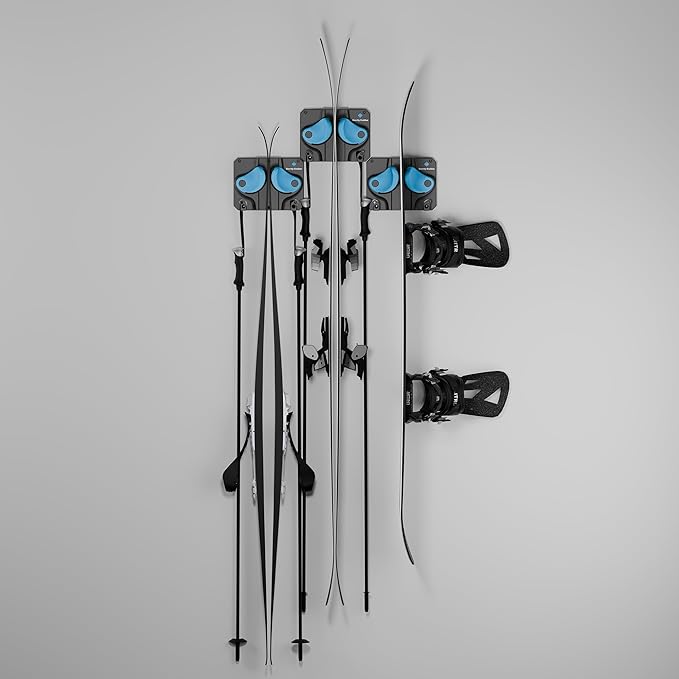 Gravity Grabber - Ultimate Ski & Snowboard Wall Rack | Secure, Non-Slip Storage | Fits Any Ski/Board | Garage Organization | Ski Storage Rack | Snowboard Storage Rack | Winter Gear Organizer | 3 Pck