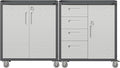 Metal Tool Cabinet,Garage Storage Cabinet System,Wall Cabinet & Locking Rolling Tool Cabinet with Doors and Adjustable Shelves,Steel Tool Cabinets for Home (2 Pcs-Styled, Black & Grey)