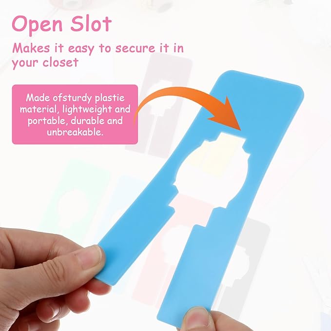 8PCS Clothing Rack Dividers, 8 Colors Plastic Organizer Rack Size Dividers for Hanging Clothes, Rectangular Reusable Closet Shelf Labels & Separators