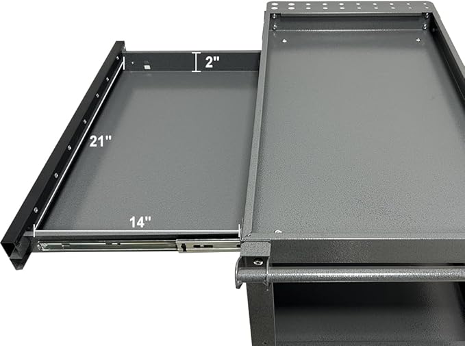 3 Tier Steel Rolling Cart for Tool Organizer, Industrial Grade Utility Service Carts with Drawer & Storage Lockable Cabinet, for Workshop Repair Shop Garage