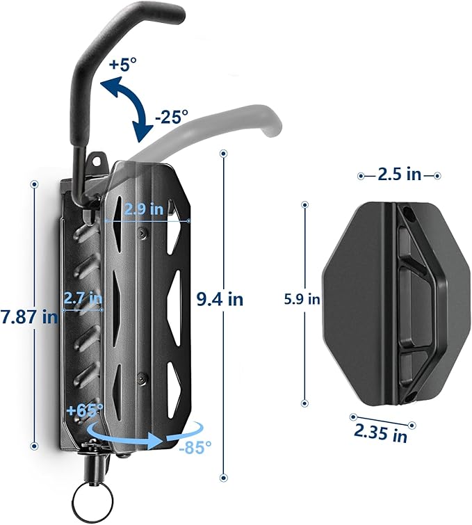 QAQ Swivel Bike Wall Mount, Vertical Bike Rack Garage Holds Up To 66lbs, Bike Hooks For Garage Space-Saving, Easy To Install -1 PACK