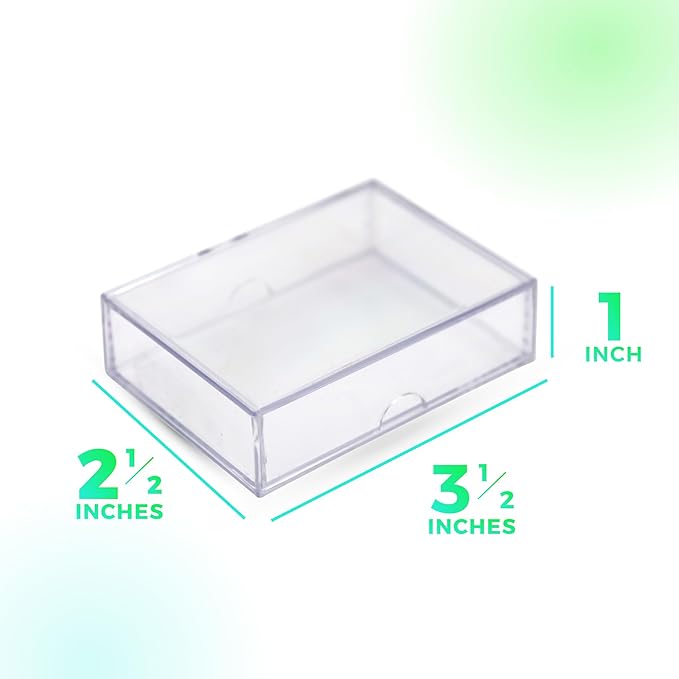 20 Pack Clear Acrylic Card Storage Boxes with Lids – 3 1/2" L x 2 1/2" W x 1" H Baseball Card Storage Box, Sports Card Boxes, Magic Card Storage Box and Playing Card Case – Made in USA