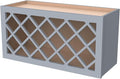 Solid Wood RTA Wine Bottle Rack Wall Cabinet with Lattice Panels Wine Holder Wine Storage Cabinet for Bar, Pantry, Wine Cellar Basement Countertop Mocha (Gray, 36”W × 12”D × 18”H), Sk-grey