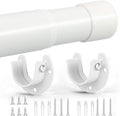 Closet Rod, 17 to 68Inch Closet Rods for Hanging Clothes, Heavy Duty Adjustable Closet Hanging Rod Bar White Closet Poles for Wardrobes, Closet, Bathroom, Windows, 1.3Inch Diameter