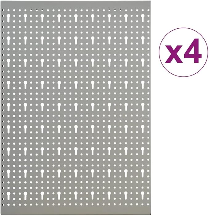 Wall-mounted Peg Boards 4-Pack, 15.7"x22.8" Steel, Versatile Tool Organization, Gray,145350,Gray