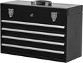 Metal Tool Box Organizer | Lockable Tool Chest | Toolbox with 4 Sliding Drawers | Small Tool Storage Box Organizer | Portable Toolchest with Keys for Garage Workshop and Tool Room | Black