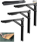 Wallmaster 24inch Folding Shelf Brackets Garage Heavy Duty Steel Max Load 500lb Floating Wall Mounted Collapsible Shelf Bracket Space Saving (Pack of 4, No Board)