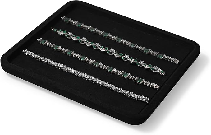 Microfiber Jewelry Display Flat Tray for Rings Earrings Necklace Bracelet, Jewelry Photograph Display Catchall Organizer Tray Dish(M,Black)
