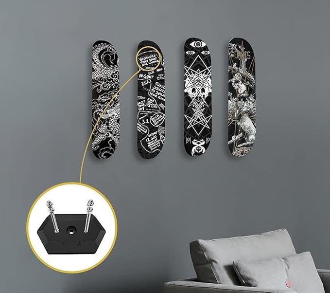Hikeen Skateboard Wall Mount Skateboard Hanger for Skateboard Deck Display and Storage, Floating Effect
