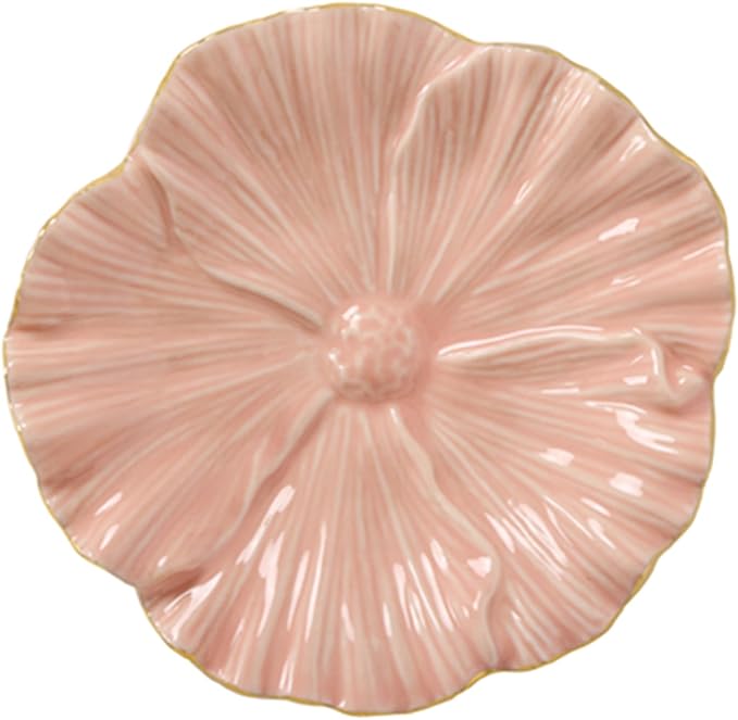 Flower Ring Dish, Ceramic Ring Holder Jewelry Tray Trinket Dish, Fairy Organizer Plate Vanity Decorations, Gifts for Friends Sisters Daughter Mother (Pink)