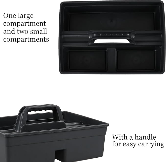 6 Packs Plastic Cleaning Caddy Organizer with Handle, 3-Compartment Portable Plastic Cleaning Caddies