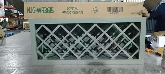 Solid Wood RTA Wine Bottle Rack Wall Cabinet with Lattice Panels - Wine Storage for Bar, Pantry, Cellar - Mocha (Jade Green, 30'W 12'D 15'H)
