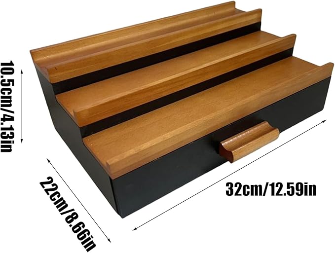 3 Tier Wood Perfume Display Stand | Perfume Organizer Shelf with Drawer | Multifunction Bathroom Storage, Vanity Counter Organizer for Beard Grooming, Shaving Lotion, Watches, Sunglasses, Cologne