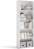 Tangkula 5-Tier Bookcase, 67” Tall Freestanding Bookshelf with 5 Open Shelves, Anti-Toppling Kits, Floor Display Storage Organizer for Living Room, Study, Kitchen, Home & Office (White, 67" H)