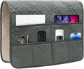 Couch Armrest Organizer Remote Control Holder Bedside Caddy with 6 Pockets, Non-Slip Armchair Caddy Sofa Armrest Organizer for Tv Remote Control, Magazine, Cell Phone, Dark Grey