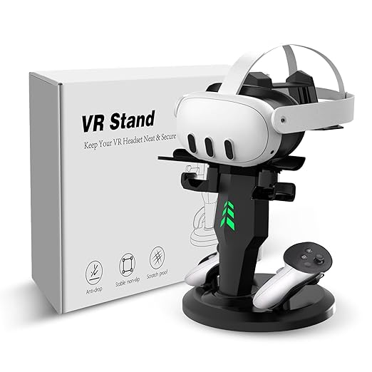 G-STORY Charging Dock for Quest 3/Quest 3S/Quest 2 VR Headset and Controllers, VR Charging Station with LED Lights, Fast Charger Dock Stand for Quest Pro Accessories with Type-C Cable