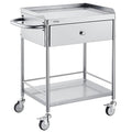 VEVOR Medical Cart, 2-Layer Stainless Steel Cart 220 lbs Weight Capacity, Lab Utility Cart with 360° Silent Wheels and a Drawer for Lab, Clinic, Kitchen, Salon