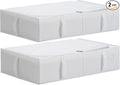 TYEERS Under Bed Storage Containers, Durable Fabric, Washable, Collapsible, Under Bed Storage Bins for Clothes, Blankets, Sheets, Shoes, 27.5x16.5x7 Inches, 2-Pack, White