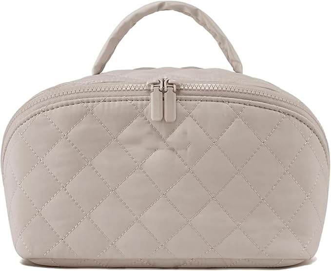 Travel Makeup Bag, Wide Open Expandable Lay-Flat Cosmetic Case, Padded Organizer for Toiletries & Brushes Large Capacity with Compartments