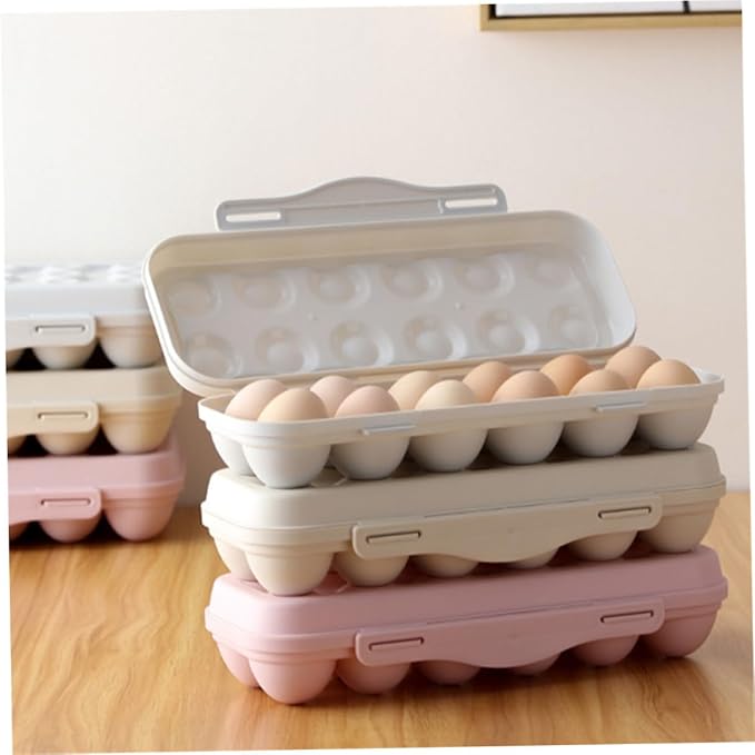 Toyvian 2pcs Egg Storage Container for Refrigerator Stackable Plastic Egg Holder with Design Space-saving Organizer Bin for Home Kitchen and Easy to Clean