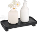 Wood Riser Small Decorative Tray Sink Soap Dish, Vanity Tray Pedestal Stand 10 x 4.5 inches (Black)