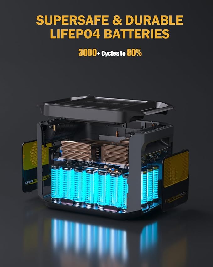 VTOMAN FlashSpeed 1500 Portable Power Station 1548Wh - Recharge 0-100% within 1H, LiFePO4 Battery Powered Solar Generator with 110V/1500W AC Output/Input, 100W USB Port for Camping, Home Backup