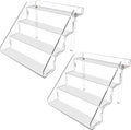 Clear Acrylic Display Risers Stand Set of 2, Perfume Organizer Holder And Storage, Acrylic Cupcake Stand, Tiered Display Shelf for Funko Pop, Collections, Spice, Nail Polish, 9x8.3x6.7 inch
