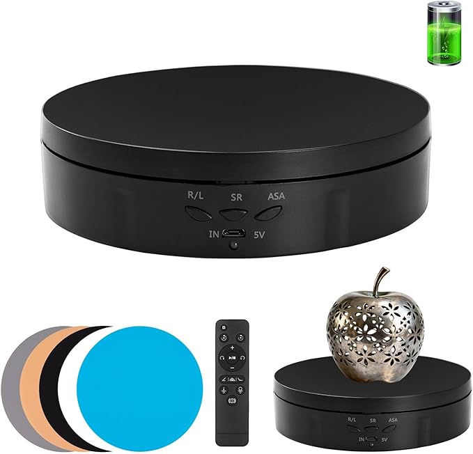 Motorized Rotating Display Stand for Jewelry, Automatic Mute Rotating Stand, Electric Turntable with USB for Display, Remote Control