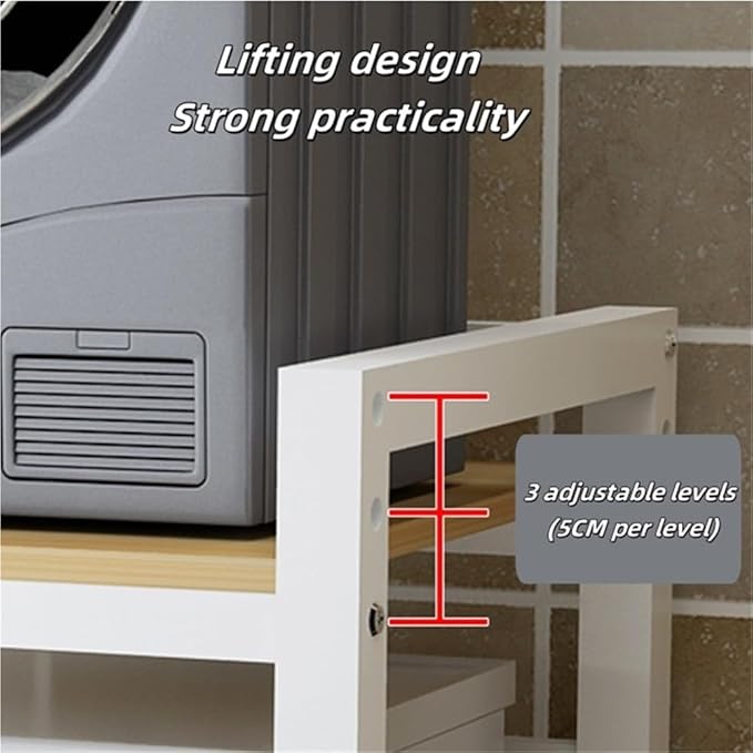 Over Washer and Dryer Storage Rack with Shelves, Freestanding Laundry Room Shelf Unit, Gap Shelf Laundry Stand, Space-Saving Organizer for Laundry Room(White)