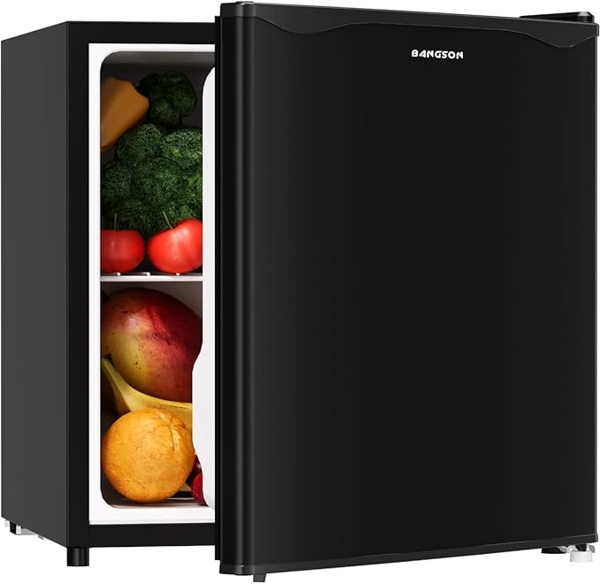 BANGSON Small Refrigerator, 1.6 Cu.Ft Mini Fridge With Freezer, Mini Fridge With Office, Energy Saving, Low Noise, Refrigerator For Office, Apartment, Dorm, Bedroom