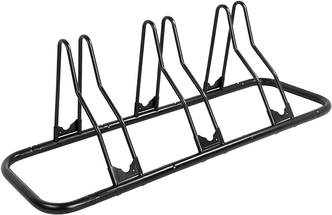 CyclingDeal Bicycle Floor Parking Rack Stand - for Mountain MTB Road Bike - Indoor Home Garage Storage - Classic 3 Bikes