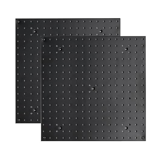 Pegboard Smith 16x16 inch Pegboard Wall Organizer Panels for Tool Storage, Workbench Tool Organization Peg Board(2 PCS, Black)