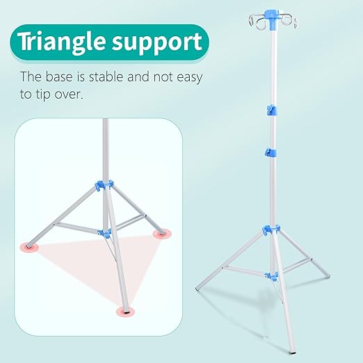 Lefeke IV Pole Portable for Traveling, Adjustable IV Stand with Hooks, Medical IV Drip Infusion Bag Holder, IV Fluids Floor Stand (White)