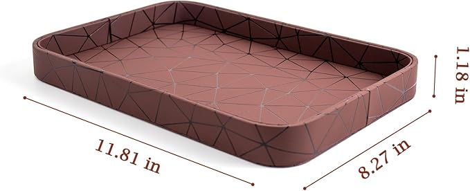 SANQIANWAN Faux Leather Valet Tray for Men Nightstand Bedside Entry Table Tray Catchall Tray for Keys,Wallet,Phone,Watch,Jelwery and Coin Gift for Dad Husband Boyfriend Uncle (BrownChequer)