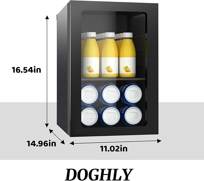 Beverage Refrigerator Cooler, 0.9 Cu.ft Mini Fridge Holds 24 Cans, Solid Door, Manual Temperature Control (at the Back), Quiet Compact Drink Fridge for Soda, Beer, Wine, Office, Dorm, Bar