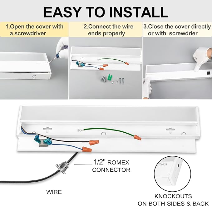 Ansen 3Packs of Under Cabinet Lights for Kitchen, 36in 22W 1426LM, Dimmable Hardwire Led Light for Closet, CRI>92, R9>90, 3 Color Temperature, 3000K/4000K/5000K(Warm White, Cool White, Daylight)