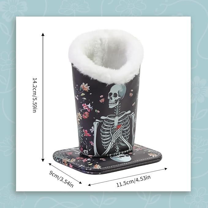 Plush Lined Eyeglasses Holder, Cute Magnetic PU Leather Glasses Stand Case for Women Men Kids
