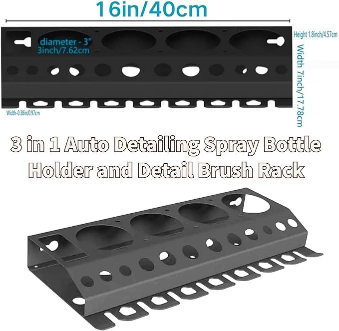 bangminda Wall-Mounted Spray Bottle Holder, 3/8" Air Tool Organizer, Storage Rack for Garage and Home Detailing