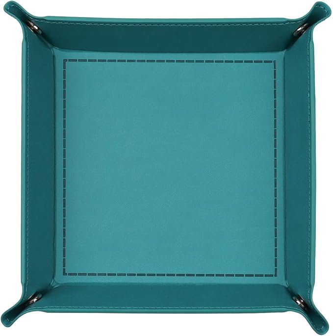 siduater Valet Tray Desktop Storage Organizer – Vegan Leather Catchall Tray Bedside Vanity Tray Nightstand Caddy Holder for Remote Controller, Watch, Keys, Phone, Wallet, Coin, Jewelry, Turquoise