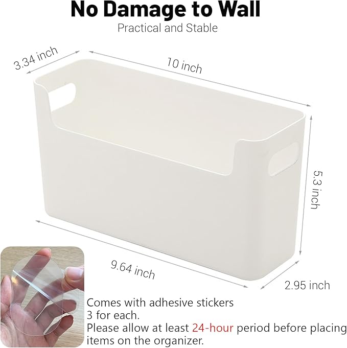 2 Pack Cabinet Door Organizer Adhesive Mount Kitchen Wrap Organizer Container Plastic Storage Shelf Versatile for Kitchen, Bathroom, Office, Bedroom, Garage, Craft Room, White